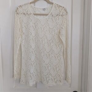 Floral Lace Sheer Top SIZE M/L Fairy Festival Boho Mesh Layer Unbranded Ivory